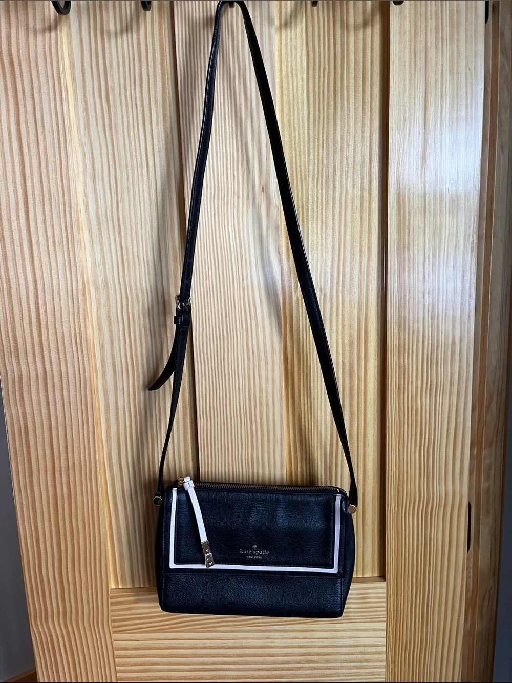 kate spade Black Crossbody with Cream Trim and Gold Logo